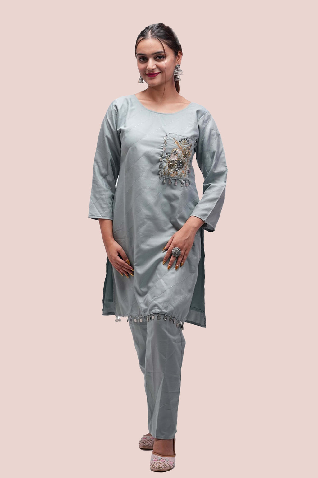 Aqua Bird – Embellished Co-ord Set