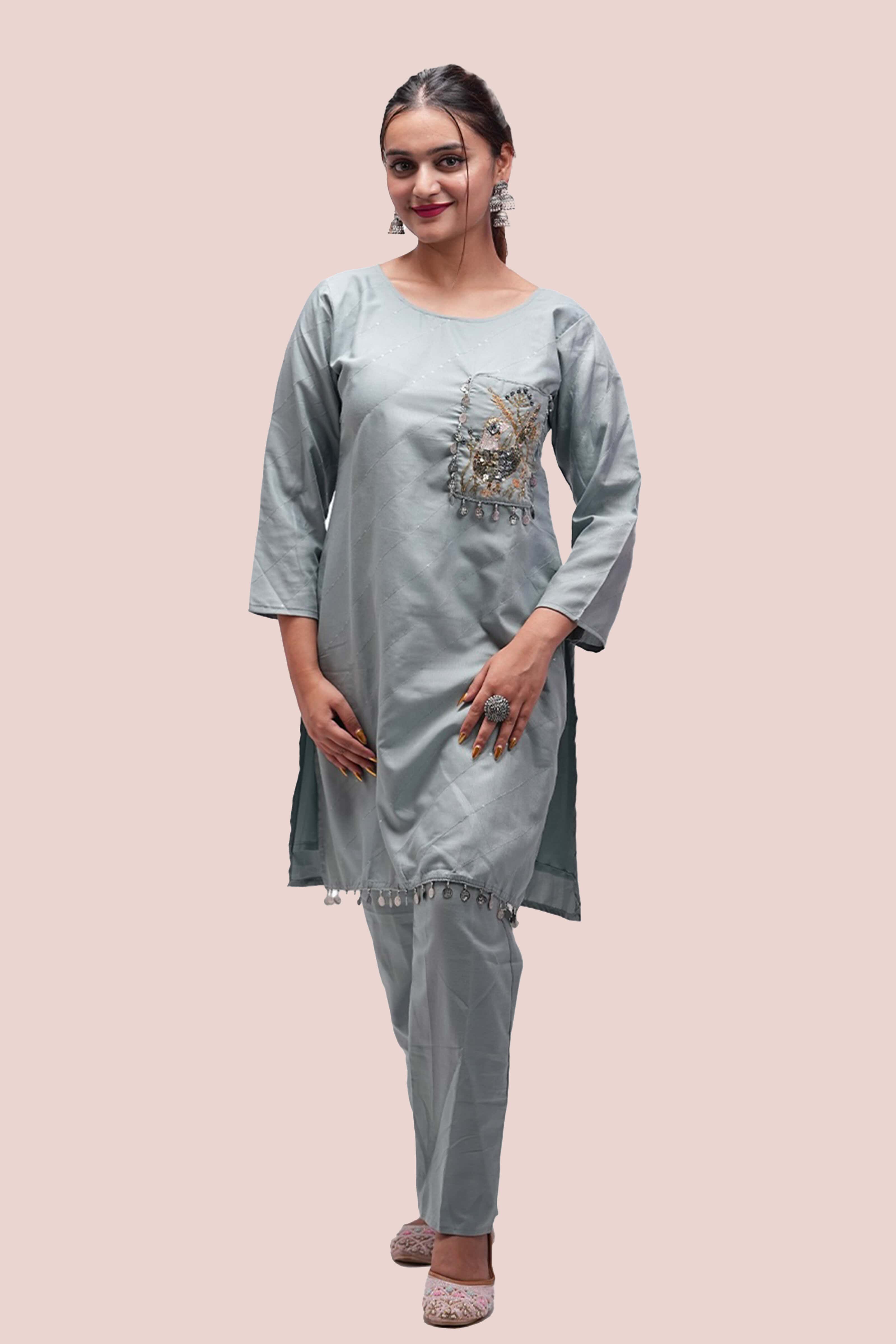 Aqua Bird – Embellished Co-ord Set