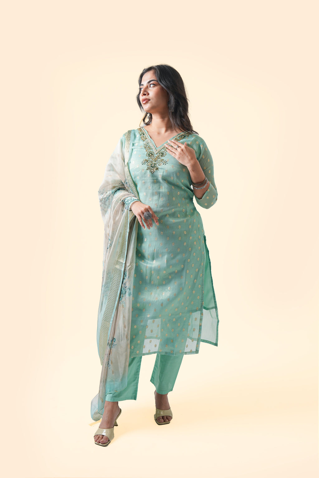 Green Kurta Set with Dupatta