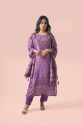 Purple Mirror Work Kurta Set with Dupatta