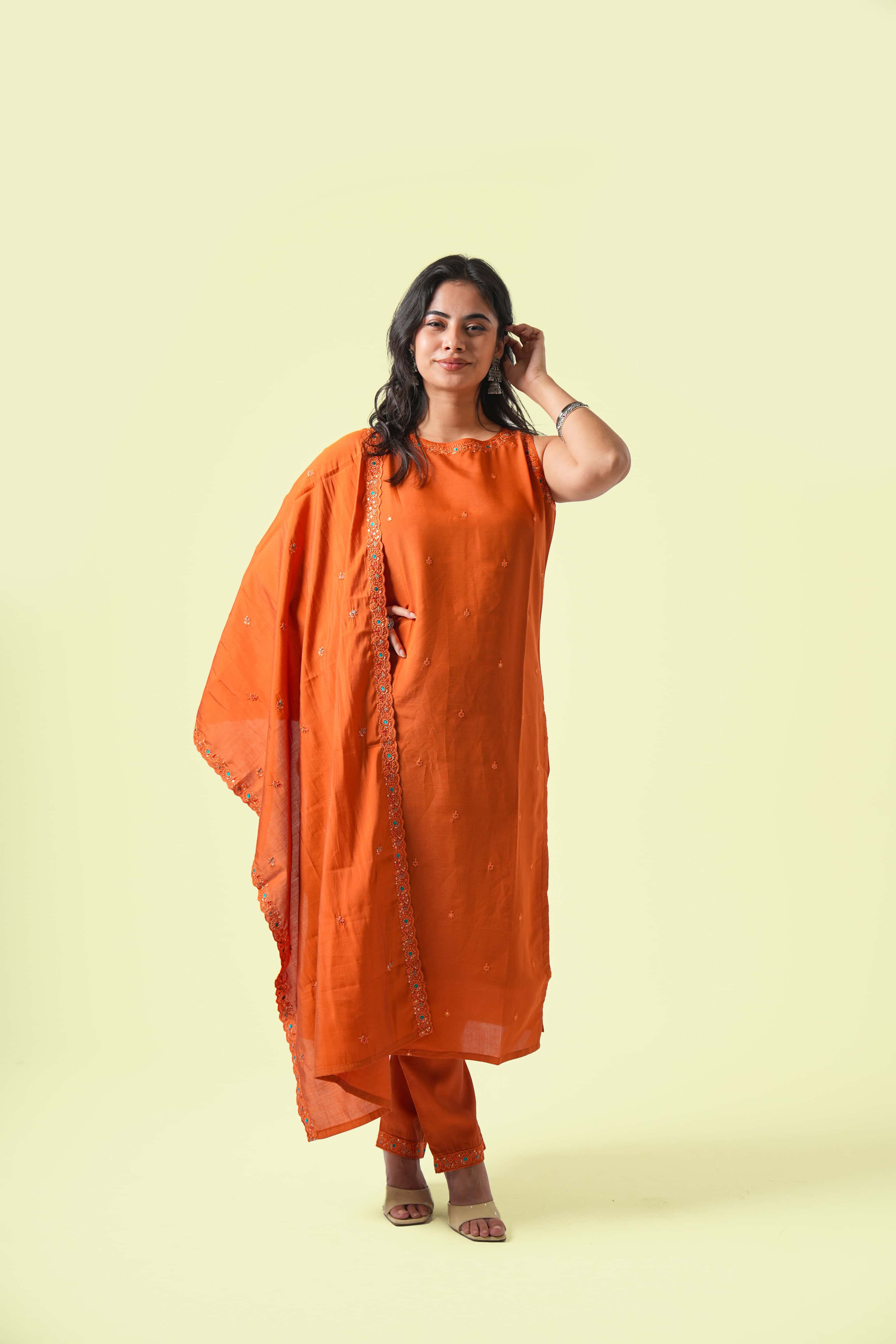 Saffron Kurta Set with Dupatta