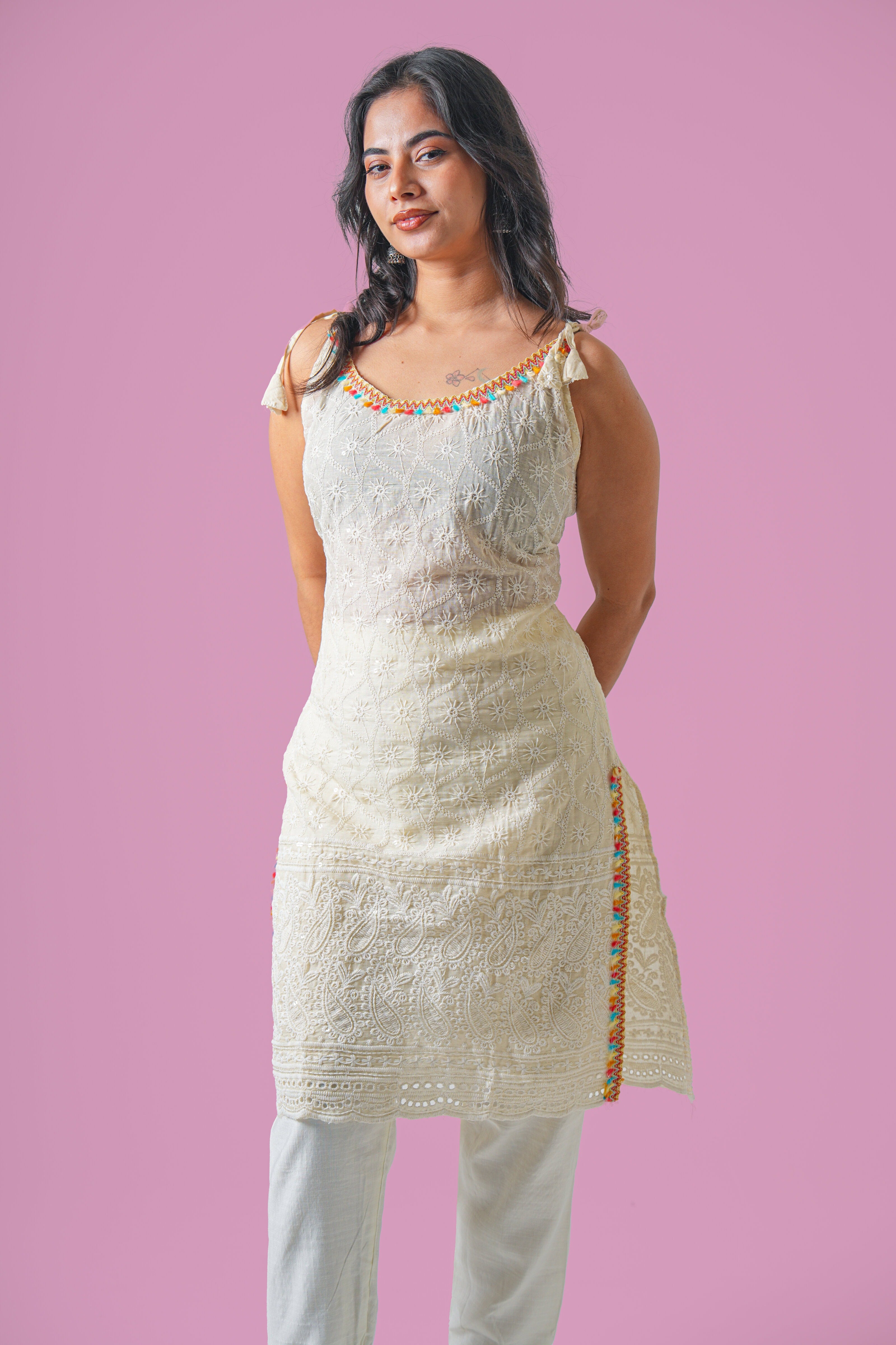 Ivory Lace Kurti