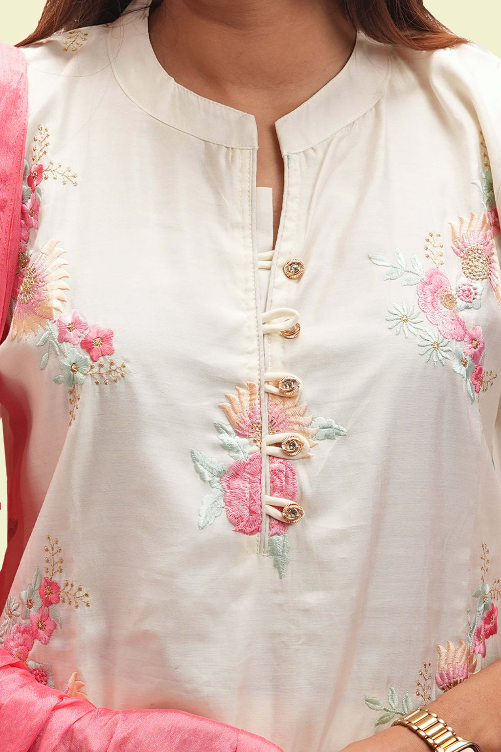 Blush Bloom Embroidered Kurta Set with Dupatta