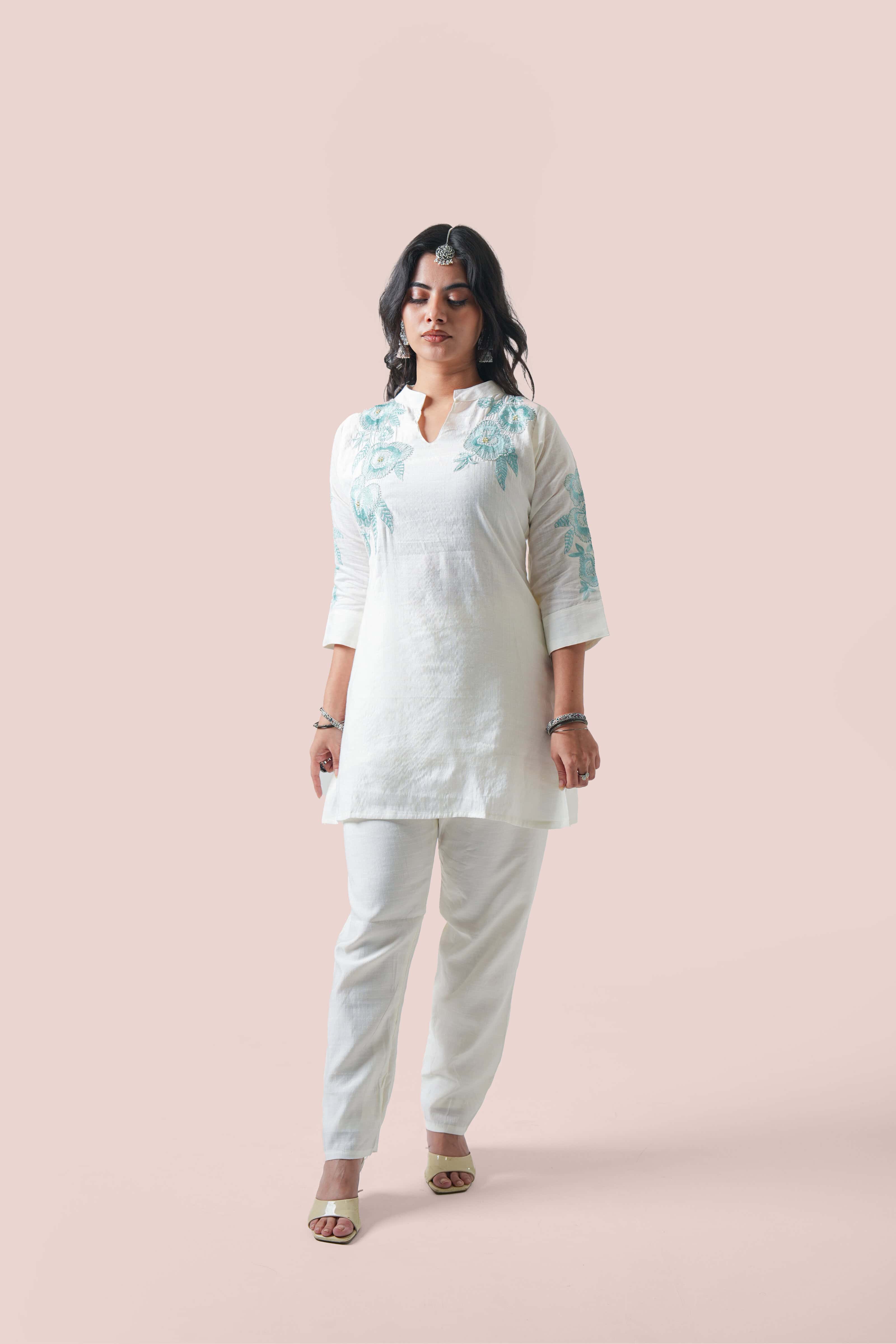 Pastel Bloom – Embroidered Co-ord Set