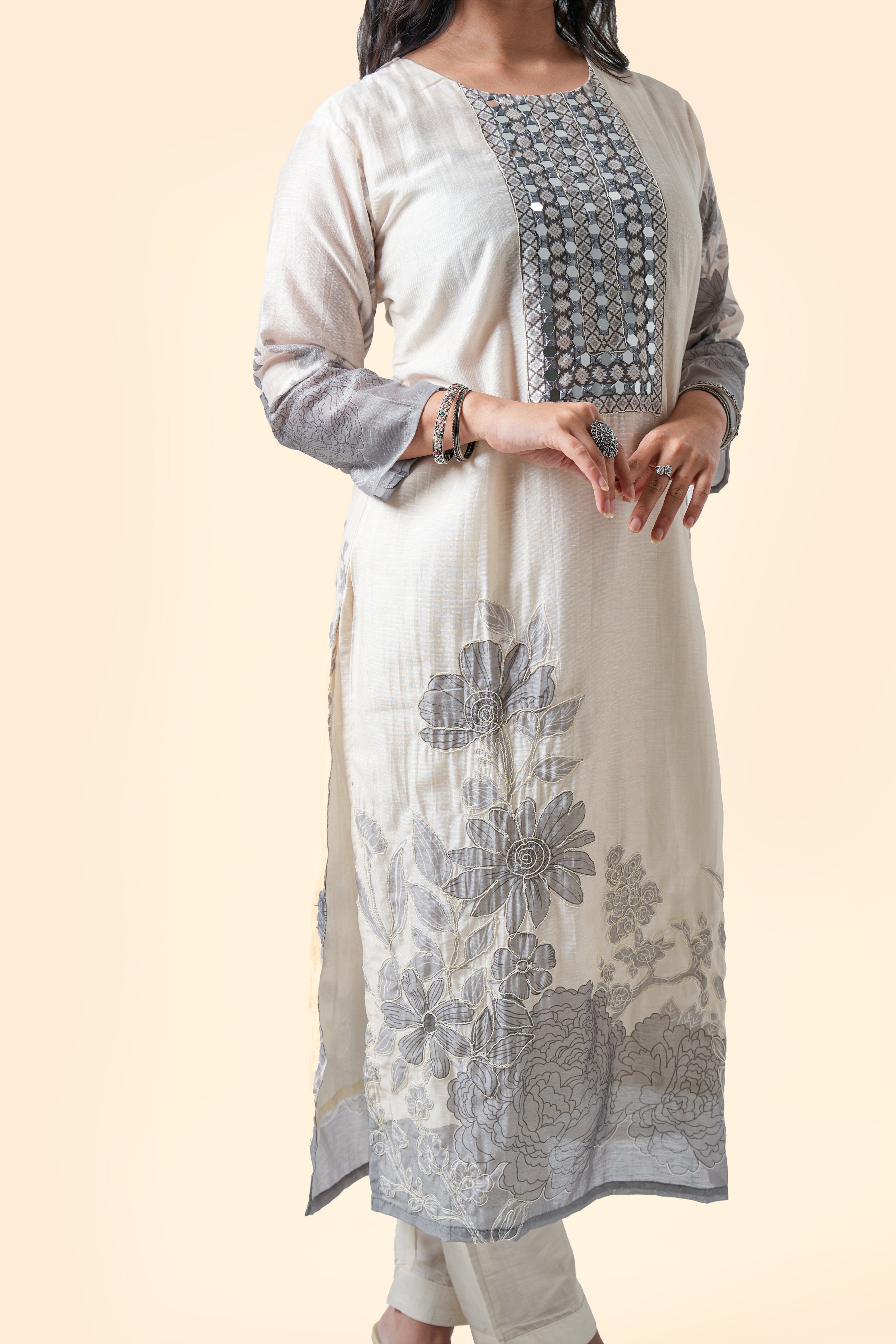 Midnight Floral Kurta Set with Dupatta