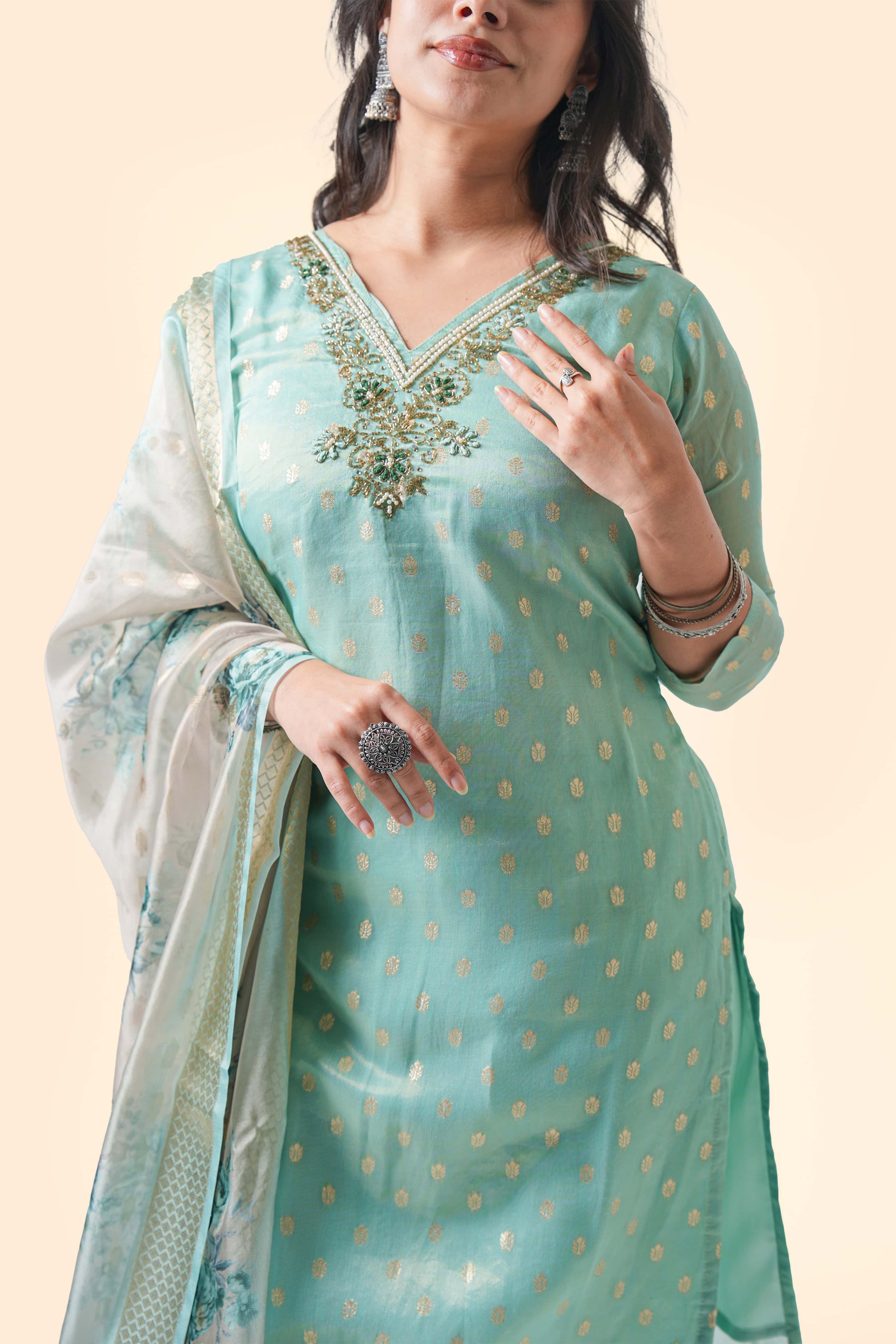 Green Kurta Set with Dupatta