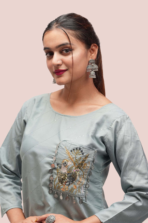 Aqua Bird – Embellished Co-ord Set