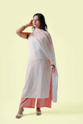 Peach Pastel Printed Kurta Set with Dupatta