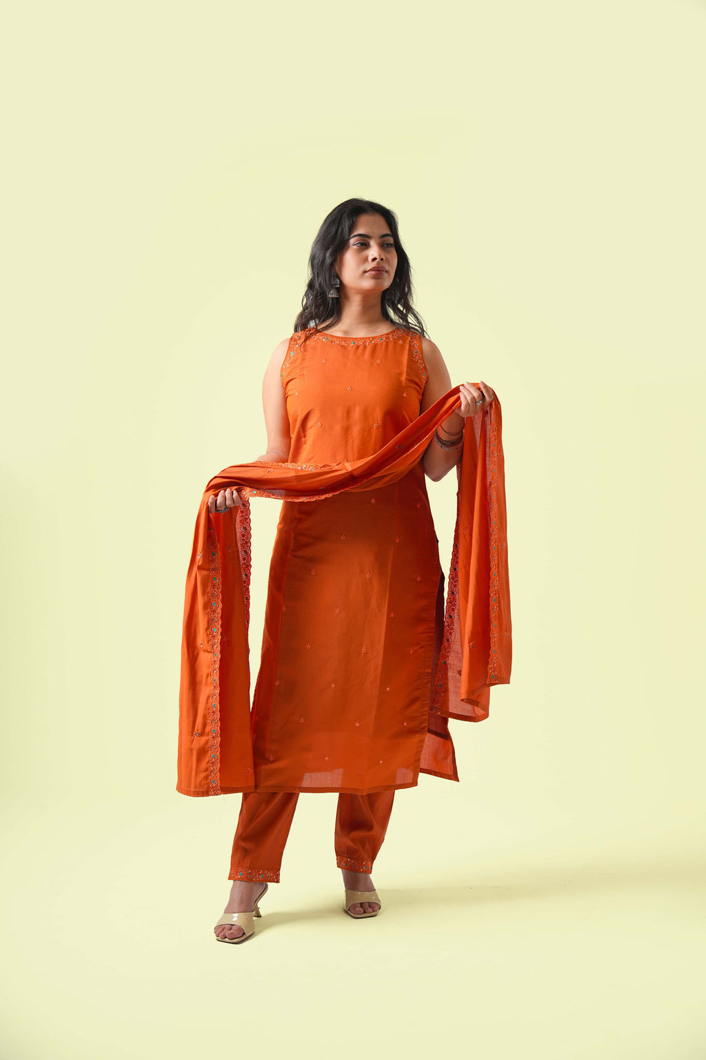 Saffron Kurta Set with Dupatta