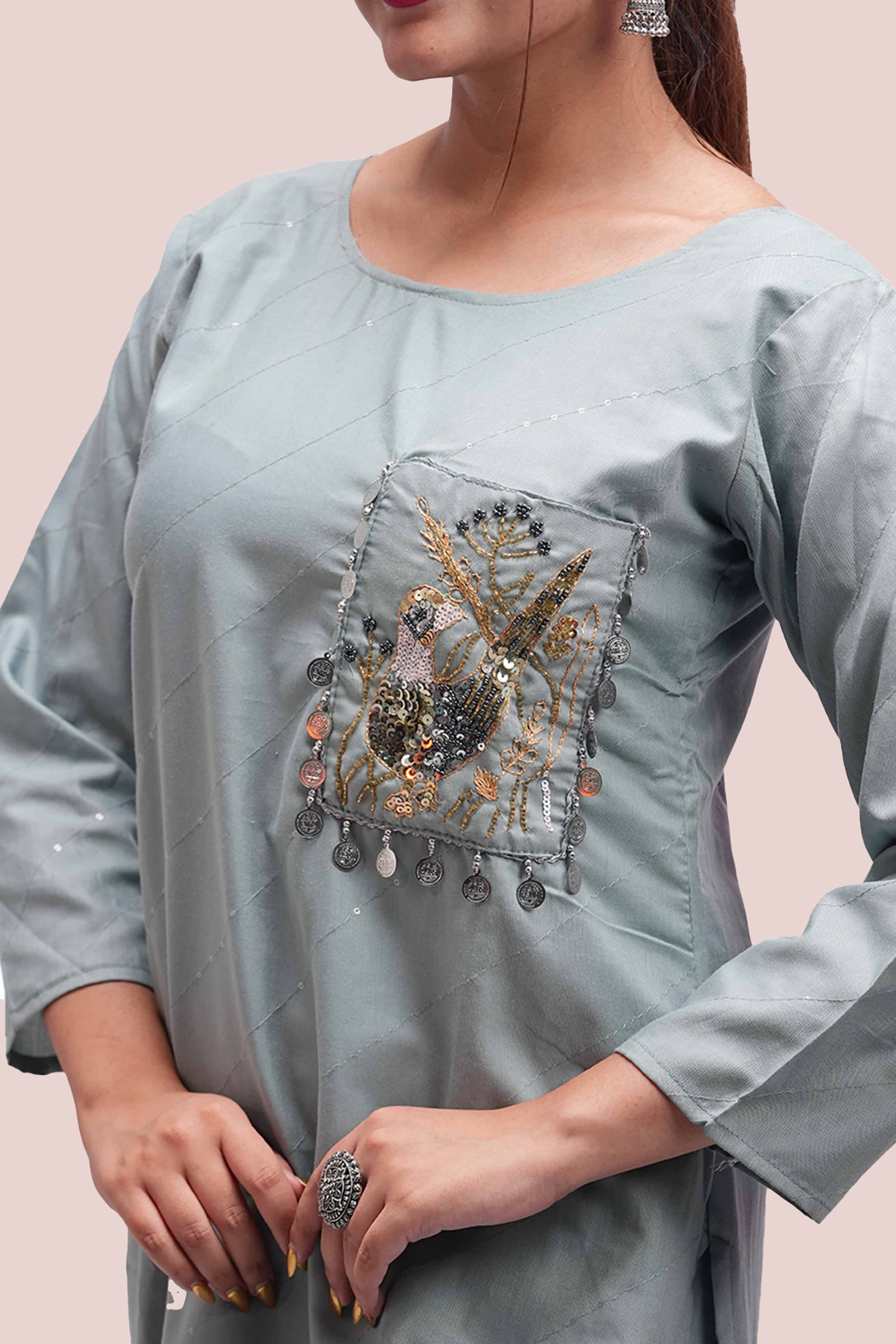 Aqua Bird – Embellished Co-ord Set