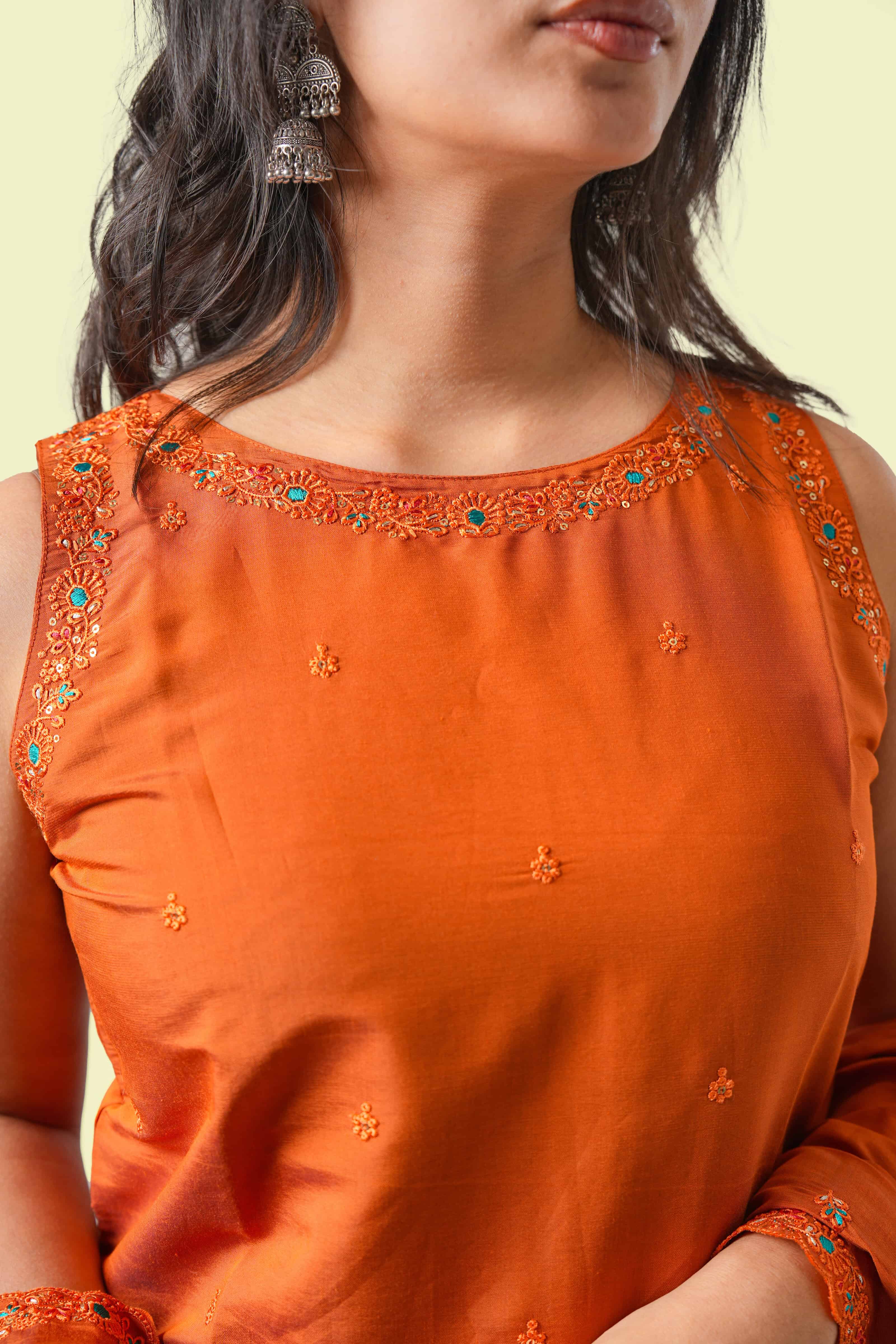 Saffron Kurta Set with Dupatta