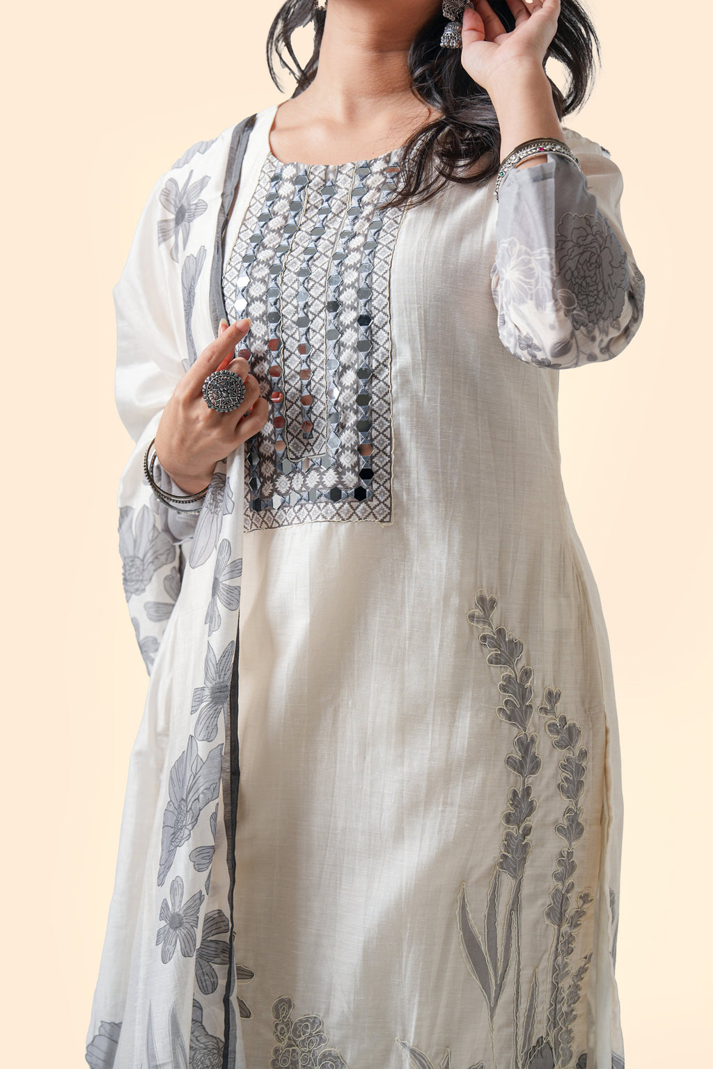 Midnight Floral Kurta Set with Dupatta