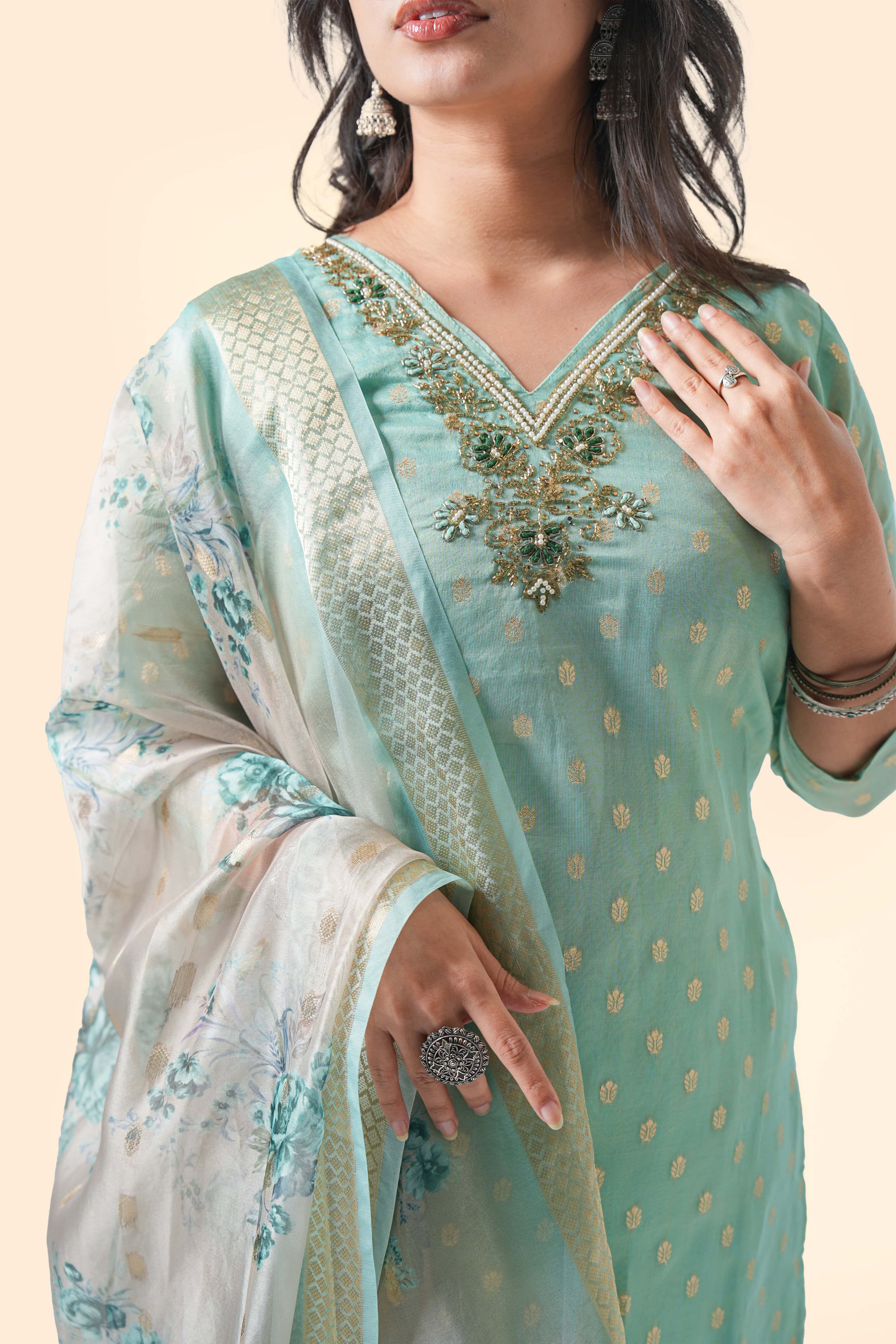 Green Kurta Set with Dupatta