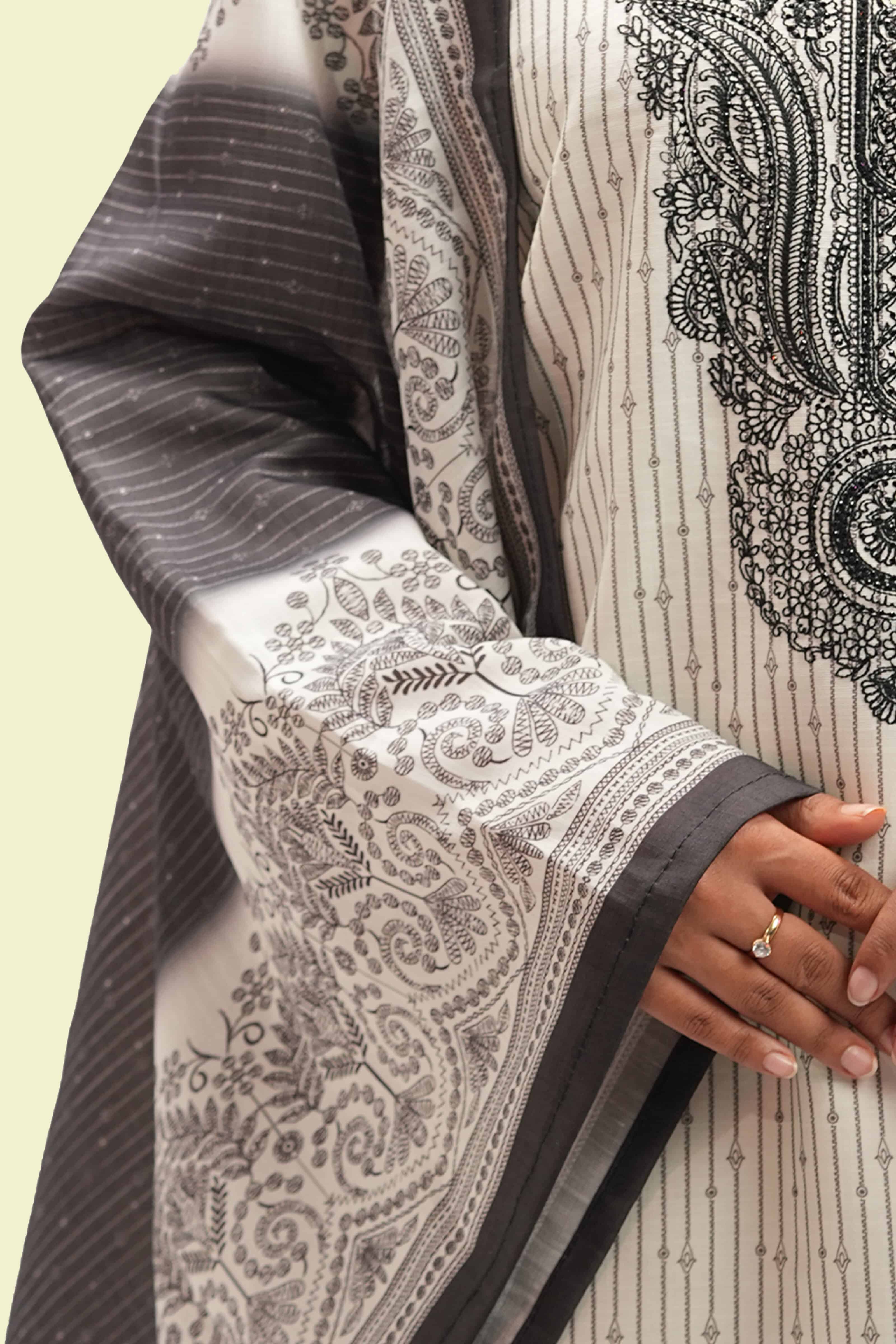 Midnight Embroidered Kurta with Dupatta