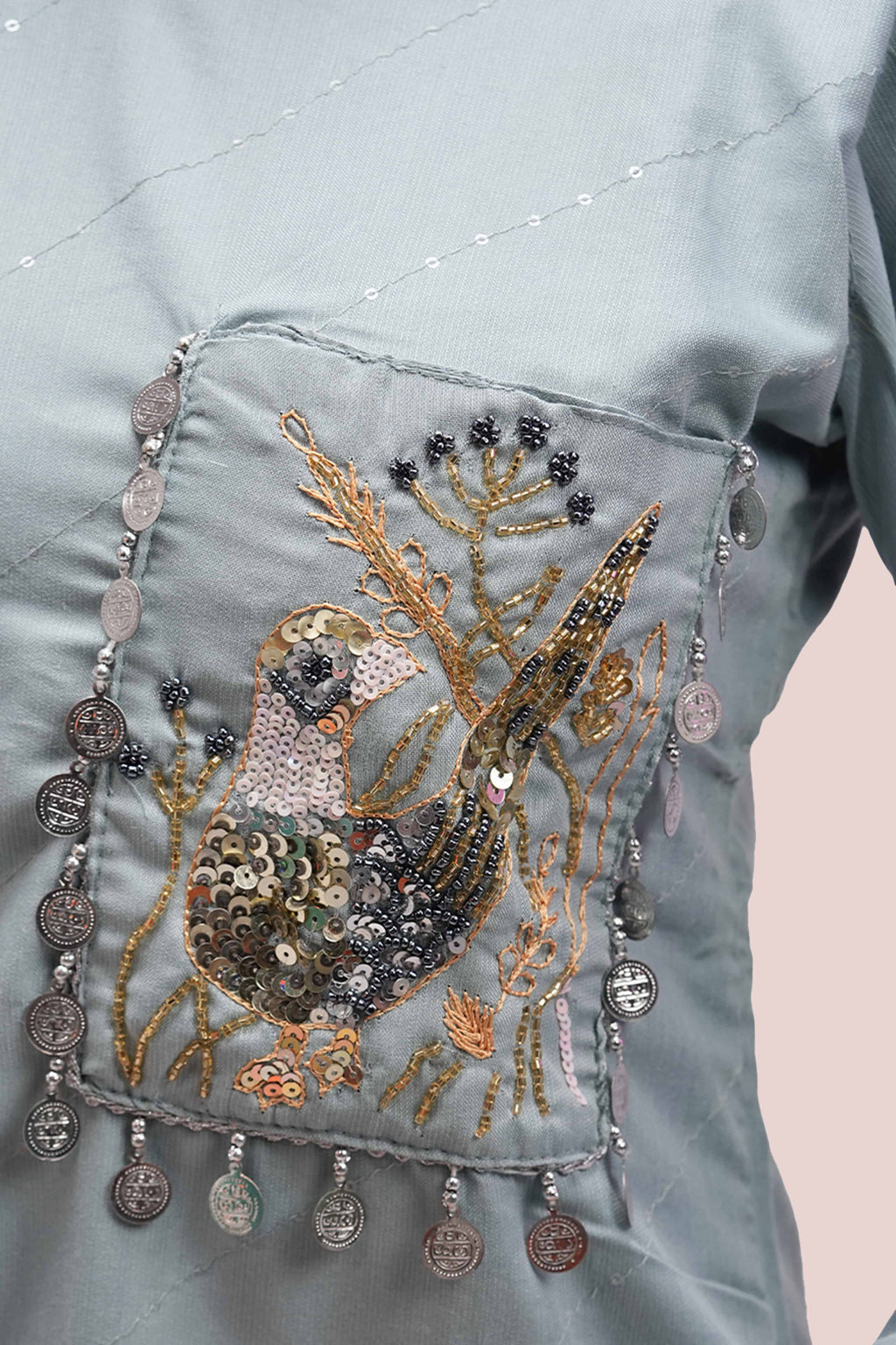 Aqua Bird – Embellished Co-ord Set