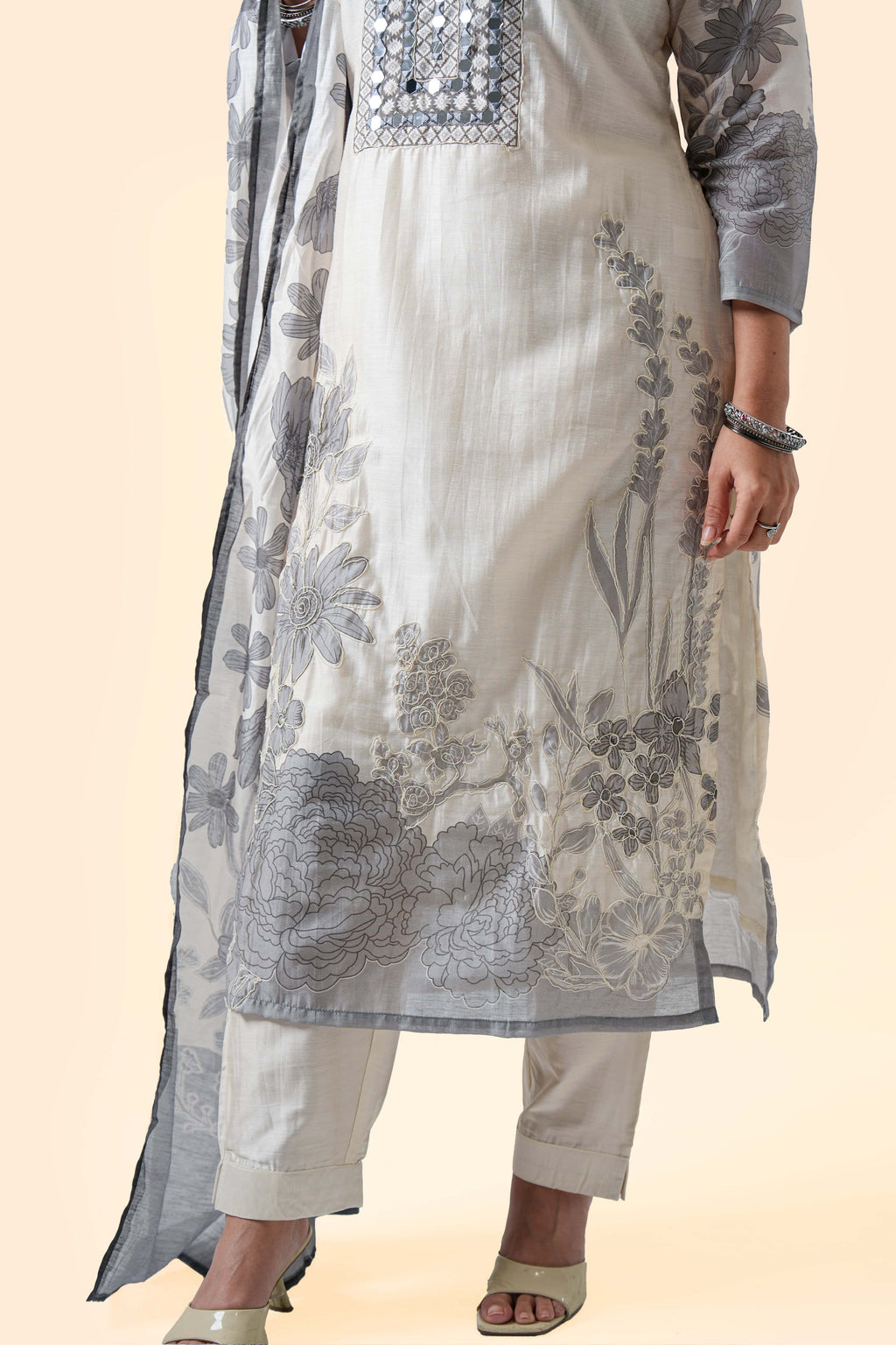 Midnight Floral Kurta Set with Dupatta