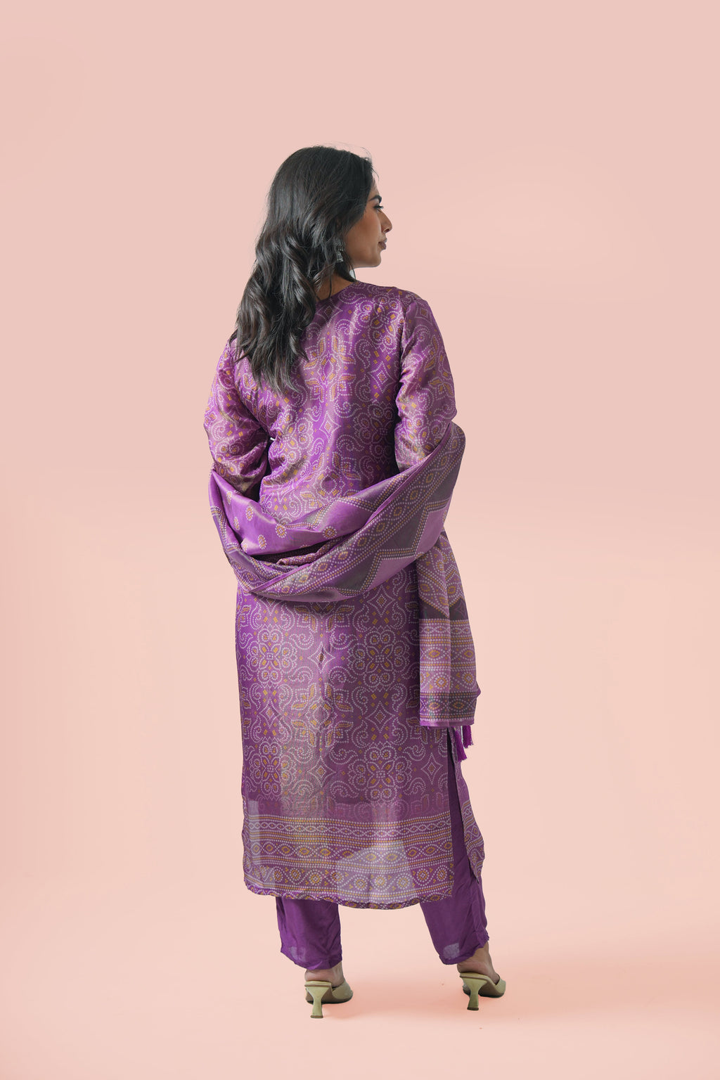 Purple Mirror Work Kurta Set with Dupatta